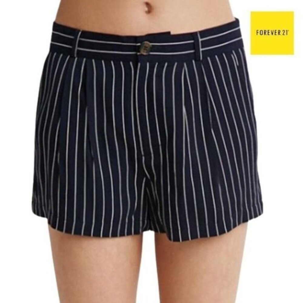Forever 21 Women's‎ Navy / White Pinstripe Shorts